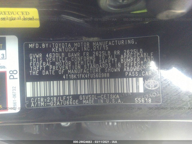 Photo 8 VIN: 4T1BK1FK4FU560988 - TOYOTA CAMRY 