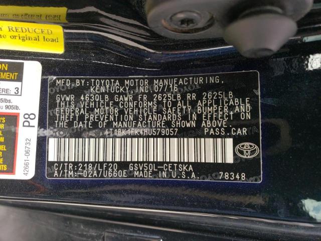 Photo 12 VIN: 4T1BK1FK4HU579057 - TOYOTA CAMRY XSE 