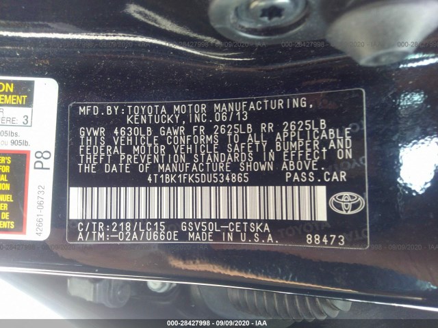 Photo 8 VIN: 4T1BK1FK5DU534865 - TOYOTA CAMRY 