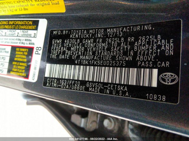 Photo 8 VIN: 4T1BK1FK5EU025375 - TOYOTA CAMRY 