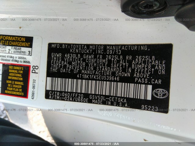 Photo 8 VIN: 4T1BK1FK5EU539646 - TOYOTA CAMRY 