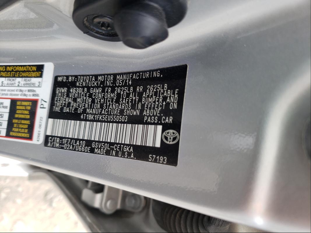 Photo 9 VIN: 4T1BK1FK5EU550503 - TOYOTA CAMRY SE 