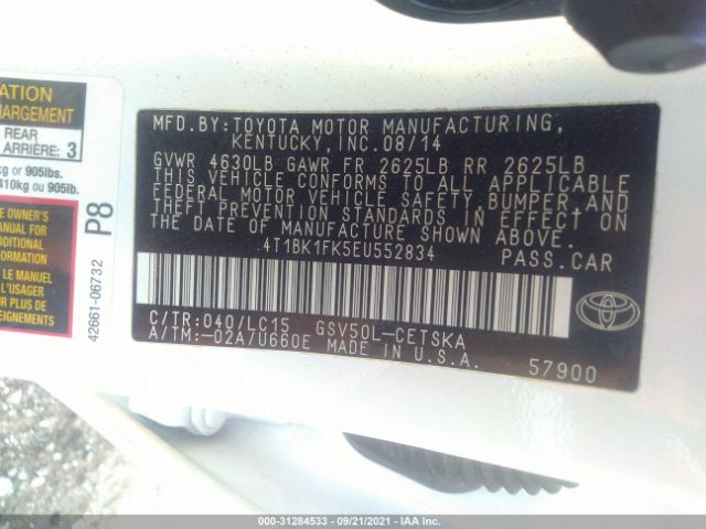 Photo 8 VIN: 4T1BK1FK5EU552834 - TOYOTA CAMRY 