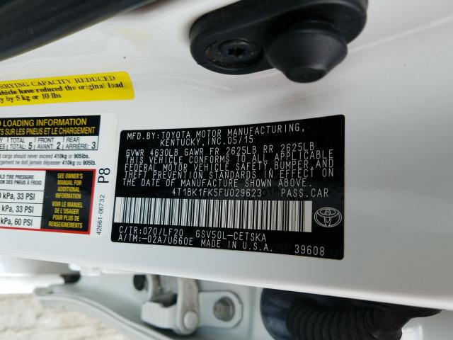 Photo 9 VIN: 4T1BK1FK5FU029623 - TOYOTA CAMRY XSE 