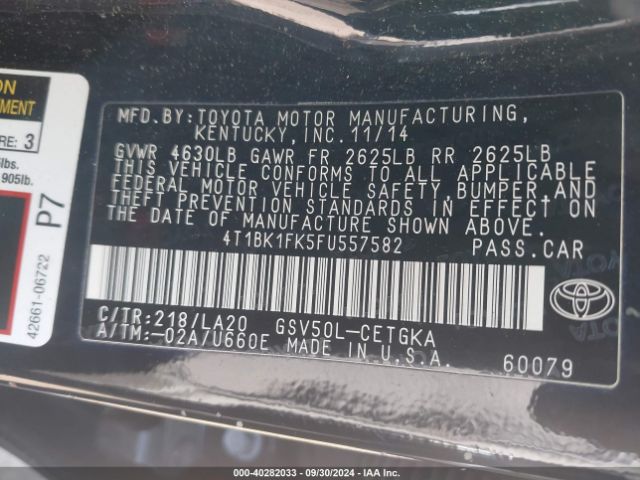 Photo 8 VIN: 4T1BK1FK5FU557582 - TOYOTA CAMRY 