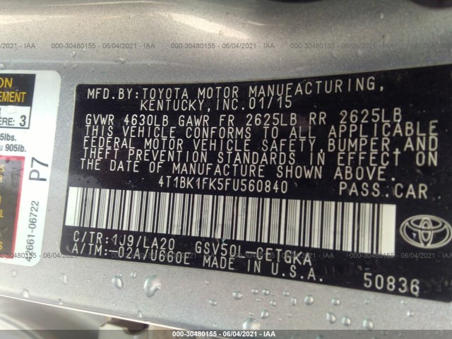 Photo 8 VIN: 4T1BK1FK5FU560840 - TOYOTA CAMRY 