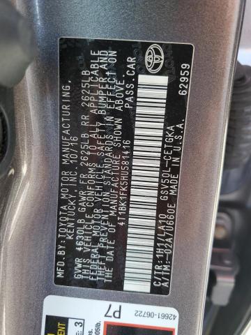 Photo 11 VIN: 4T1BK1FK5HU581416 - TOYOTA CAMRY XSE 