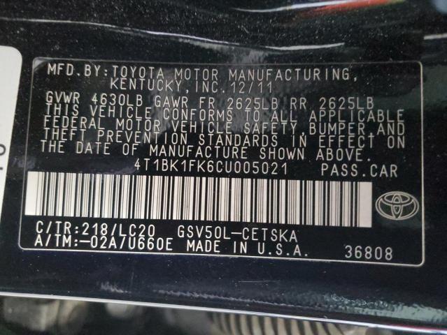 Photo 11 VIN: 4T1BK1FK6CU005021 - TOYOTA CAMRY SE 