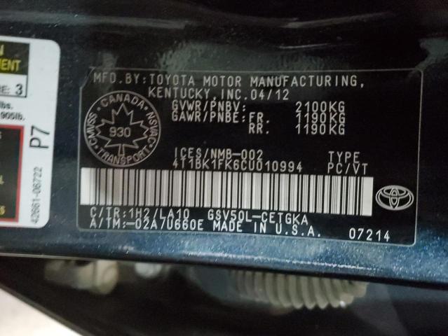 Photo 11 VIN: 4T1BK1FK6CU010994 - TOYOTA CAMRY SE 