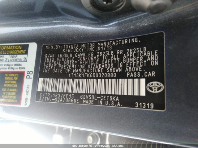 Photo 8 VIN: 4T1BK1FK6DU020880 - TOYOTA CAMRY 