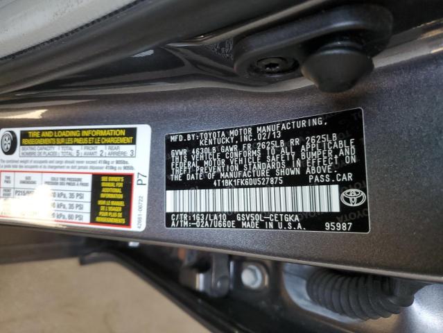 Photo 11 VIN: 4T1BK1FK6DU527875 - TOYOTA CAMRY SE 