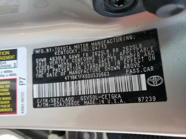 Photo 9 VIN: 4T1BK1FK6DU530663 - TOYOTA CAMRY SE 