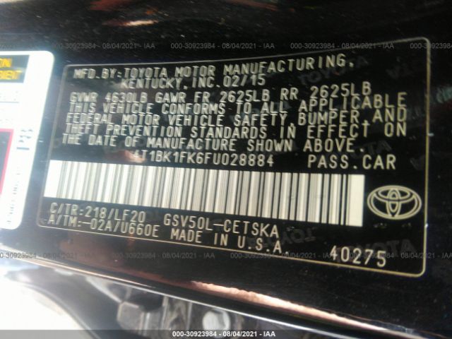 Photo 8 VIN: 4T1BK1FK6FU028884 - TOYOTA CAMRY 