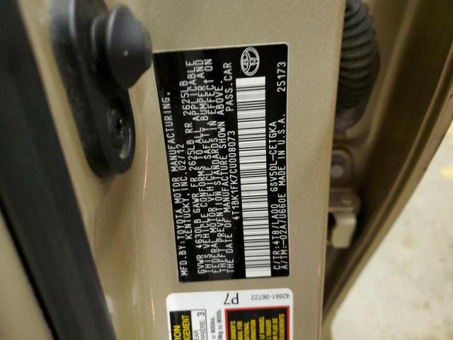 Photo 11 VIN: 4T1BK1FK7CU008073 - TOYOTA CAMRY SE 