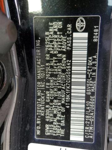 Photo 9 VIN: 4T1BK1FK7CU505642 - TOYOTA CAMRY SE 