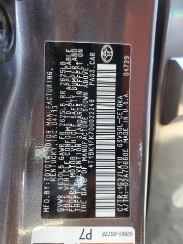 Photo 9 VIN: 4T1BK1FK7DU022248 - TOYOTA CAMRY SE 