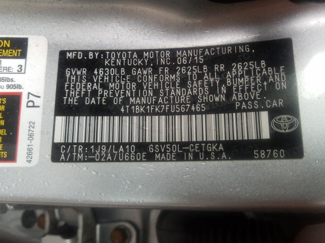 Photo 9 VIN: 4T1BK1FK7FU567465 - TOYOTA CAMRY XSE 