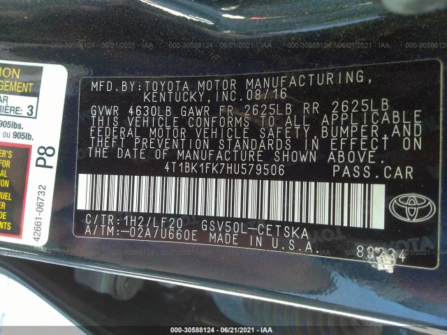 Photo 8 VIN: 4T1BK1FK7HU579506 - TOYOTA CAMRY 