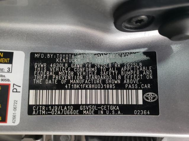 Photo 11 VIN: 4T1BK1FK8HU031885 - TOYOTA CAMRY XSE 