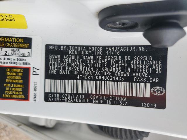 Photo 11 VIN: 4T1BK1FK8HU031935 - TOYOTA CAMRY XSE 