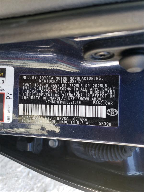 Photo 9 VIN: 4T1BK1FK8HU584049 - TOYOTA CAMRY XSE 