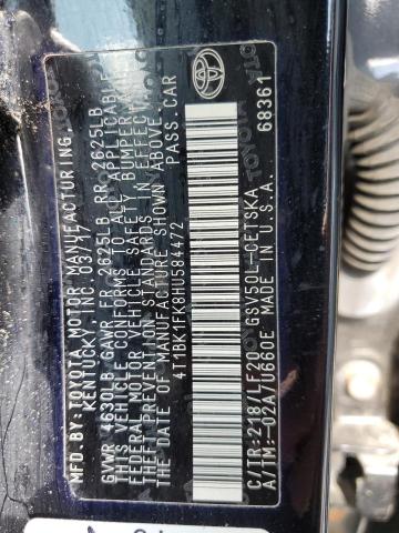 Photo 11 VIN: 4T1BK1FK8HU584472 - TOYOTA CAMRY XSE 