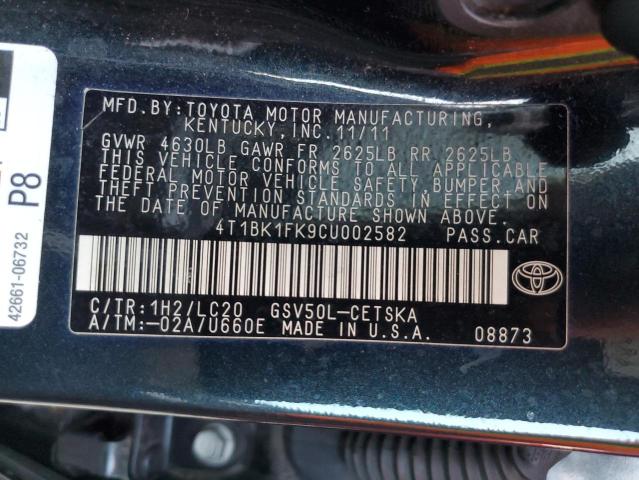 Photo 9 VIN: 4T1BK1FK9CU002582 - TOYOTA CAMRY SE 