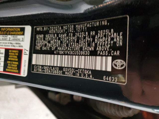 Photo 11 VIN: 4T1BK1FK9CU509630 - TOYOTA CAMRY SE 