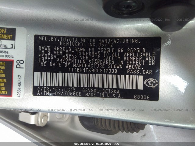 Photo 8 VIN: 4T1BK1FK9CU517338 - TOYOTA CAMRY 