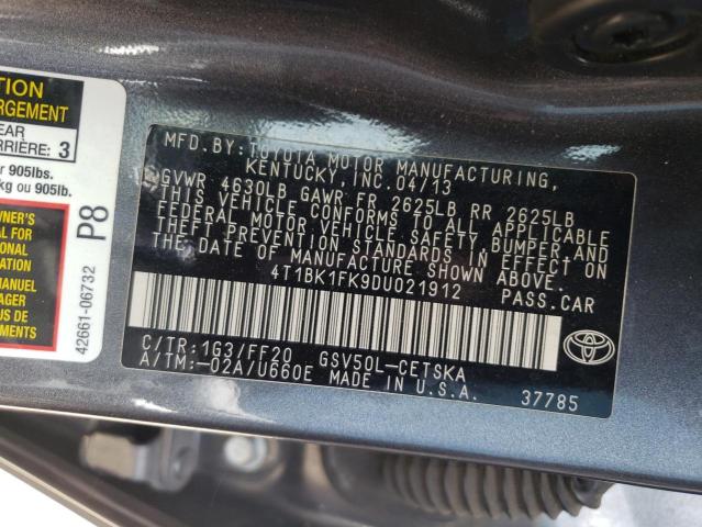 Photo 12 VIN: 4T1BK1FK9DU021912 - TOYOTA CAMRY SE 