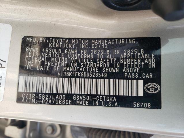 Photo 11 VIN: 4T1BK1FK9DU528549 - TOYOTA CAMRY SE 