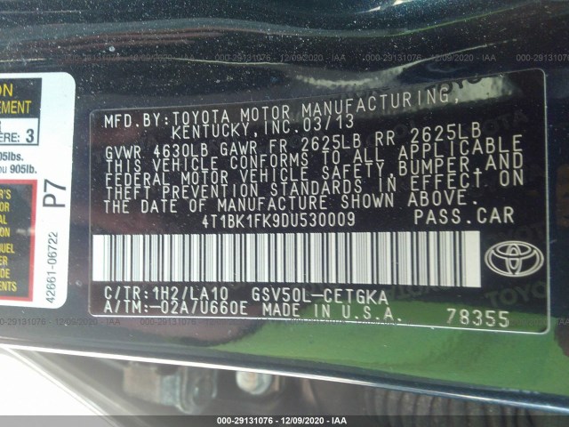 Photo 8 VIN: 4T1BK1FK9DU530009 - TOYOTA CAMRY 