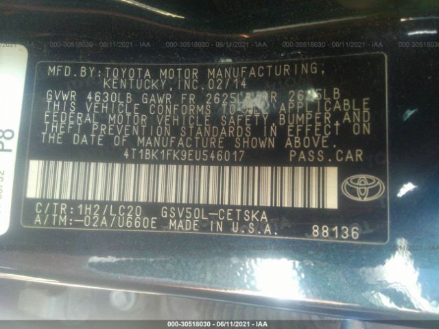 Photo 8 VIN: 4T1BK1FK9EU546017 - TOYOTA CAMRY 