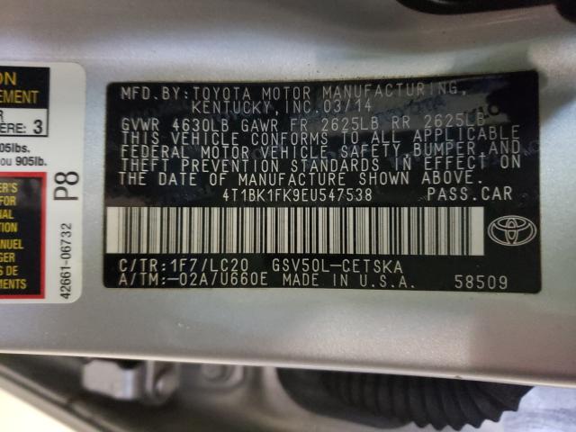 Photo 9 VIN: 4T1BK1FK9EU547538 - TOYOTA CAMRY SE 