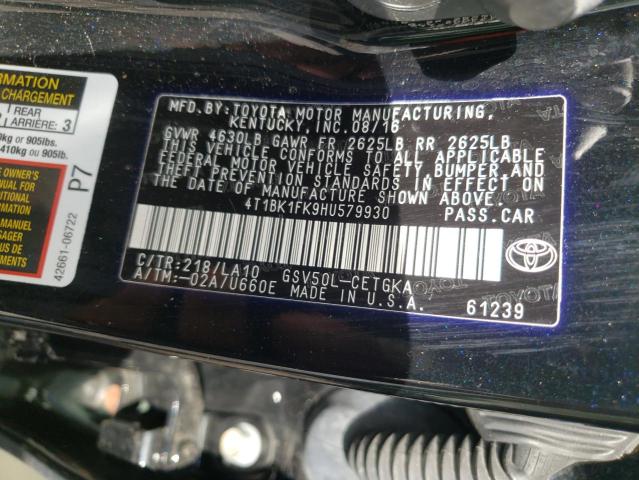 Photo 9 VIN: 4T1BK1FK9HU579930 - TOYOTA CAMRY XSE 