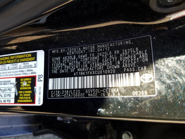 Photo 9 VIN: 4T1BK1FKXCU010920 - TOYOTA CAMRY SE 