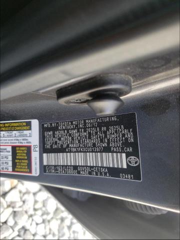 Photo 9 VIN: 4T1BK1FKXCU013977 - TOYOTA CAMRY SE 