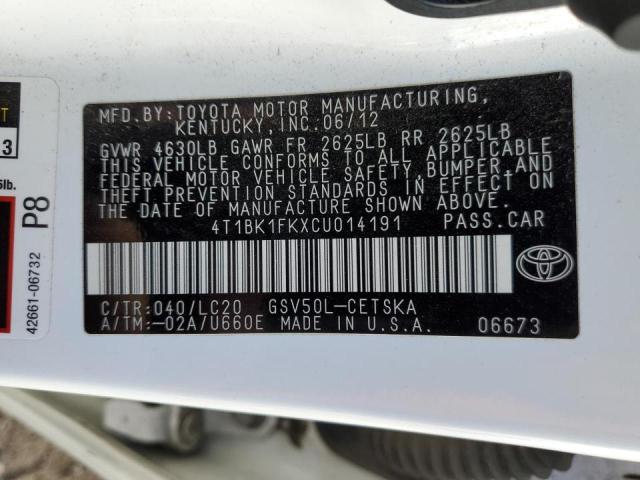 Photo 11 VIN: 4T1BK1FKXCU014191 - TOYOTA CAMRY SE 