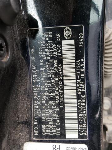 Photo 9 VIN: 4T1BK1FKXCU504484 - TOYOTA CAMRY SE 