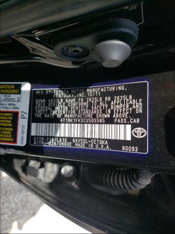 Photo 9 VIN: 4T1BK1FKXCU505585 - TOYOTA CAMRY SE 