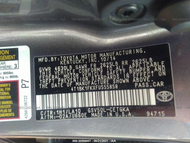 Photo 8 VIN: 4T1BK1FKXFU555858 - TOYOTA CAMRY 