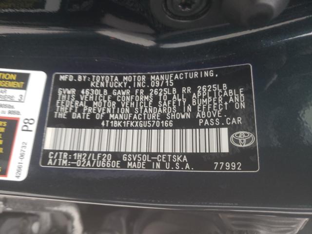 Photo 9 VIN: 4T1BK1FKXGU570166 - TOYOTA CAMRY XSE 