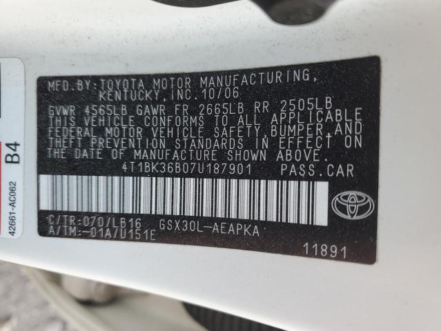 Photo 12 VIN: 4T1BK36B07U187901 - TOYOTA AVALON XL 