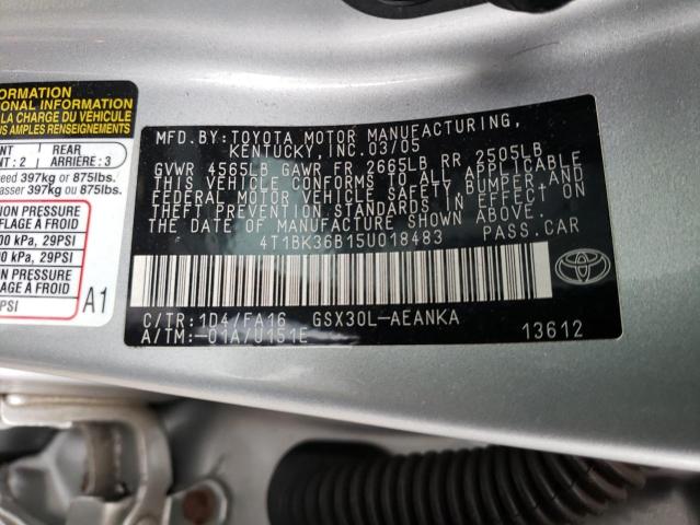 Photo 11 VIN: 4T1BK36B15U018483 - TOYOTA AVALON 