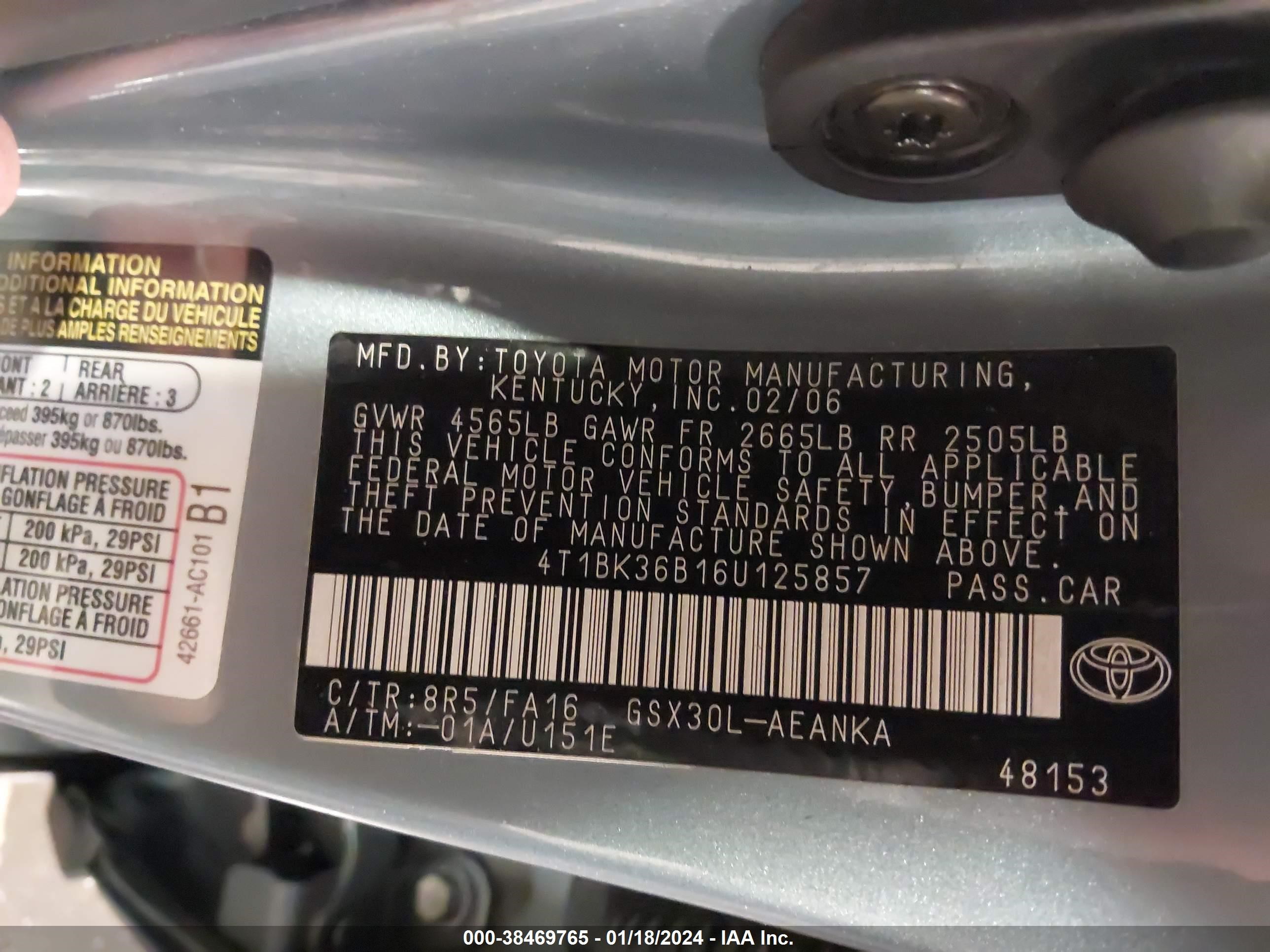 Photo 8 VIN: 4T1BK36B16U125857 - TOYOTA AVALON 