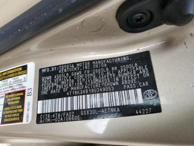 Photo 11 VIN: 4T1BK36B19U349053 - TOYOTA AVALON XL 