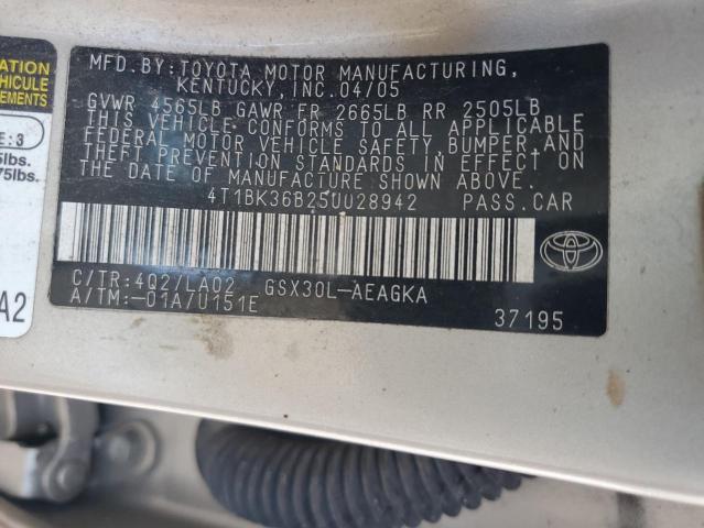 Photo 11 VIN: 4T1BK36B25U028942 - TOYOTA AVALON XL 