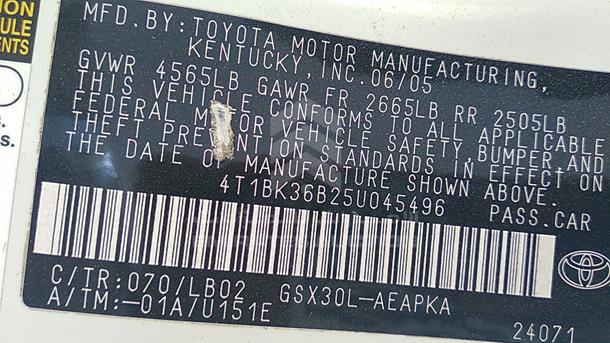 Photo 1 VIN: 4T1BK36B25U045496 - TOYOTA AVALON 