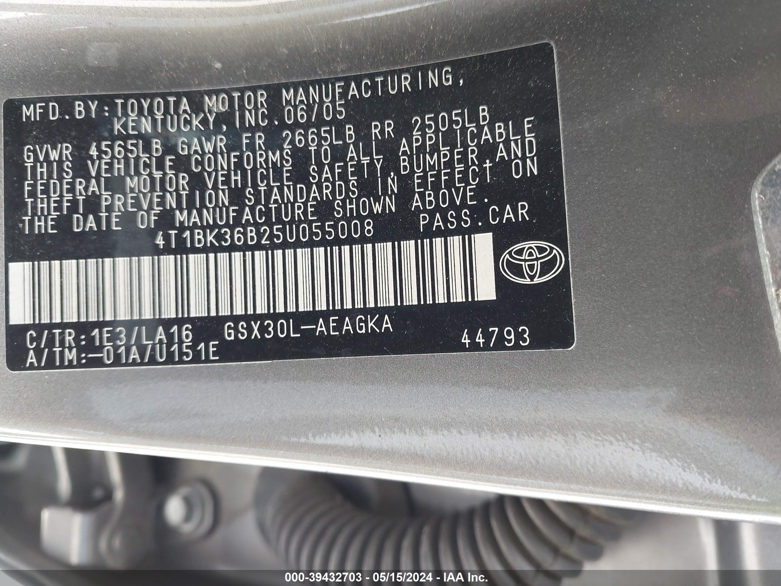 Photo 8 VIN: 4T1BK36B25U055008 - TOYOTA AVALON 