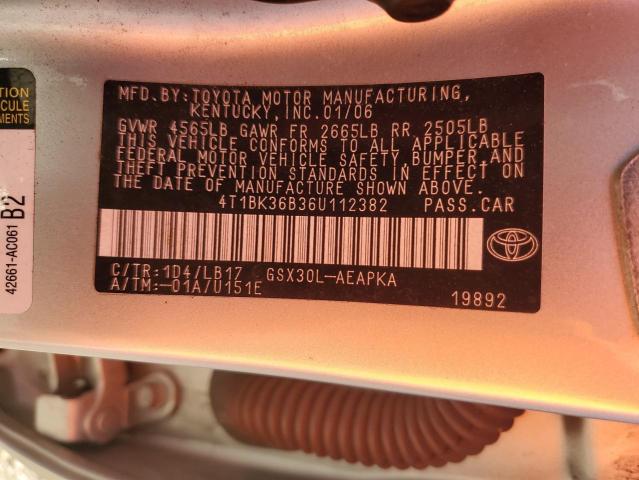 Photo 12 VIN: 4T1BK36B36U112382 - TOYOTA AVALON XL 